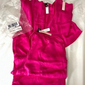 Victoria Secret NEW silk top and bottom hot pink pajama set